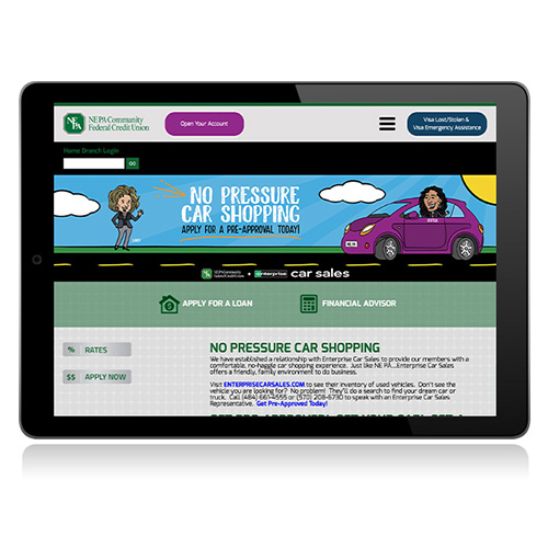 NE PA Credit Union Website on a tablet