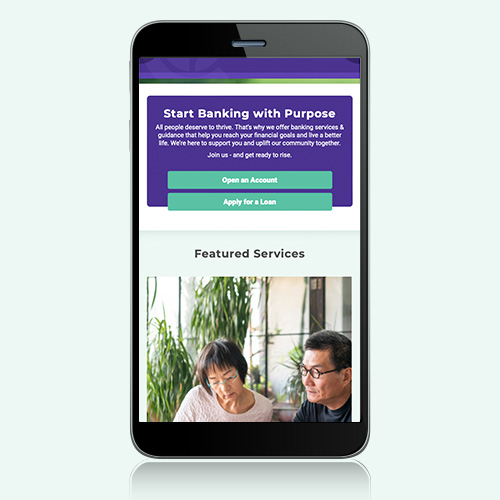 Cooperative Federal's new website viewed on mobile
