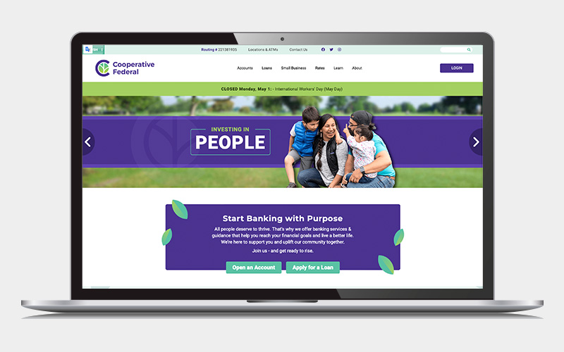 Cooperative Federal's website designed by Transact